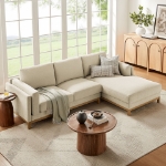 Picture of Right or Left-Facing Fabric Sectional Sofa with Chaise in Ivory, Mist and Pewter Roscoe