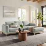 Picture of Right or Left-Facing Fabric Sectional Sofa with Chaise in Ivory, Mist and Pewter Roscoe