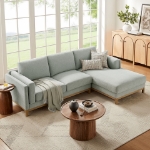 Picture of Right or Left-Facing Fabric Sectional Sofa with Chaise in Ivory, Mist and Pewter Roscoe