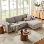 Picture of Right or Left-Facing Fabric Sectional Sofa with Chaise in Ivory, Mist and Pewter Roscoe