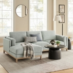 Picture of Right or Left-Facing Fabric Sectional Sofa with Chaise in Ivory, Mist and Pewter Roscoe