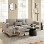 Picture of Right or Left-Facing Fabric Sectional Sofa with Chaise in Ivory, Mist and Pewter Roscoe