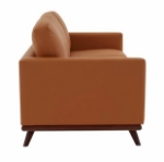 Picture of Wood Base Leather Full Size Cognac Tan Sofa