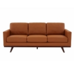 Picture of Wood Base Leather Full Size Cognac Tan Sofa