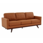 Picture of Wood Base Leather Full Size Cognac Tan Sofa