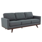 Picture of Wood Base Leather Full Size Grey Sofa