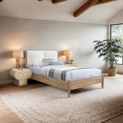 Show details for Fabric Upholstered Twin Bed Picture of Fabric Upholstered Twin Bed