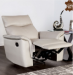 Picture of Genuine Leather Manual Reclining Taupe Sofa, Loveseat and Chair