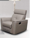 Picture of Top grain Genuine Leather Manual Recliner Light Grey Chair