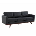 Picture of Wood Base Leather Full Size Black Sofa