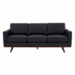 Picture of Wood Base Leather Full Size Black Sofa