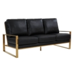 Picture of Gold/Silver Frame Leather Full Size Black Sofa