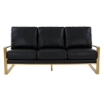 Picture of Gold/Silver Frame Leather Full Size Black Sofa