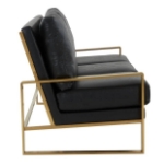 Picture of Gold/Silver Frame Leather Full Size Black Sofa