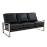 Picture of Gold/Silver Frame Leather Full Size Black Sofa