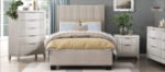 Picture of Beige Velvet platform bed