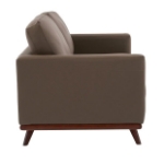 Picture of Wood Base Leather Taupe Loveseat