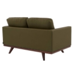 Picture of Wood Base Leather Green Loveseat
