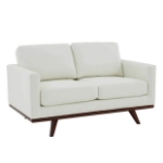 Picture of Wood Base Leather White Loveseat