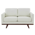Picture of Wood Base Leather White Loveseat