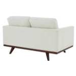 Picture of Wood Base Leather White Loveseat