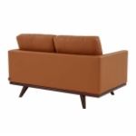 Picture of Wood Base Leather Cognac Tan Loveseat