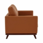 Picture of Wood Base Leather Cognac Tan Loveseat