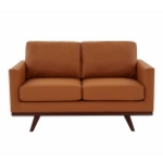 Picture of Wood Base Leather Cognac Tan Loveseat