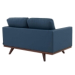 Picture of Wood Base Leather Navy Blue Loveseat