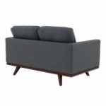 Picture of Wood Base Leather Grey Loveseat
