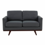 Picture of Wood Base Leather Grey Loveseat