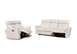 Picture of Top grain Genuine Leather Manual Recliner White Loveseat
