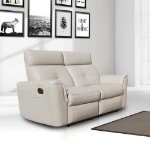 Picture of Top grain Genuine Leather Manual Recliner White Loveseat
