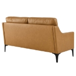 Picture of Genuine Leather Tan, Grey and Brown Loveseat
