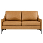 Picture of Genuine Leather Tan, Grey and Brown Loveseat