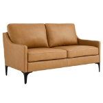 Picture of Genuine Leather Tan, Grey and Brown Loveseat
