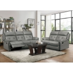 Picture of Gray genuine leather loveseat