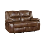 Picture of Genuine Leather Brown Reclining Loveseat