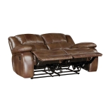 Picture of Genuine Leather Brown Reclining Loveseat