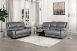 Picture of Genuine leather Manual Reclining Grey Chair