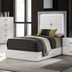 Picture of White UV High-gloss Finish Twin Bed