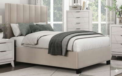 Show details for Beige Velvet platform bed Picture of Beige Velvet platform bed