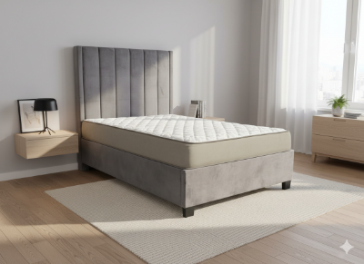 Show details for Grey Velvet platform bed Picture of Grey Velvet platform bed
