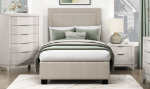 Picture of 39", 44", 48" and 54" Beige Microfiber Platform Bed