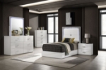 Picture of White UV High-gloss Finish Twin and Full Bedroom Set