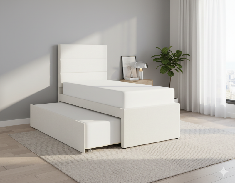 Picture of 39" White Vinyl Trundle Bed