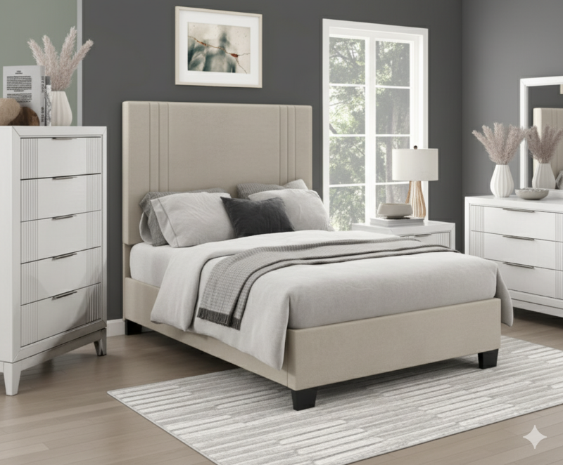 Picture of 39", 44", 48" and 54" Beige Microfiber Platform Bed