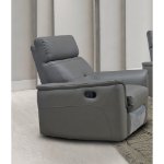 Picture of Top grain Genuine Leather Manual Recliner Dark Grey Chair