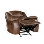 Picture of Genuine Leather Brown Reclining Glider Recliner