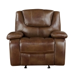 Picture of Genuine Leather Brown Reclining Glider Recliner